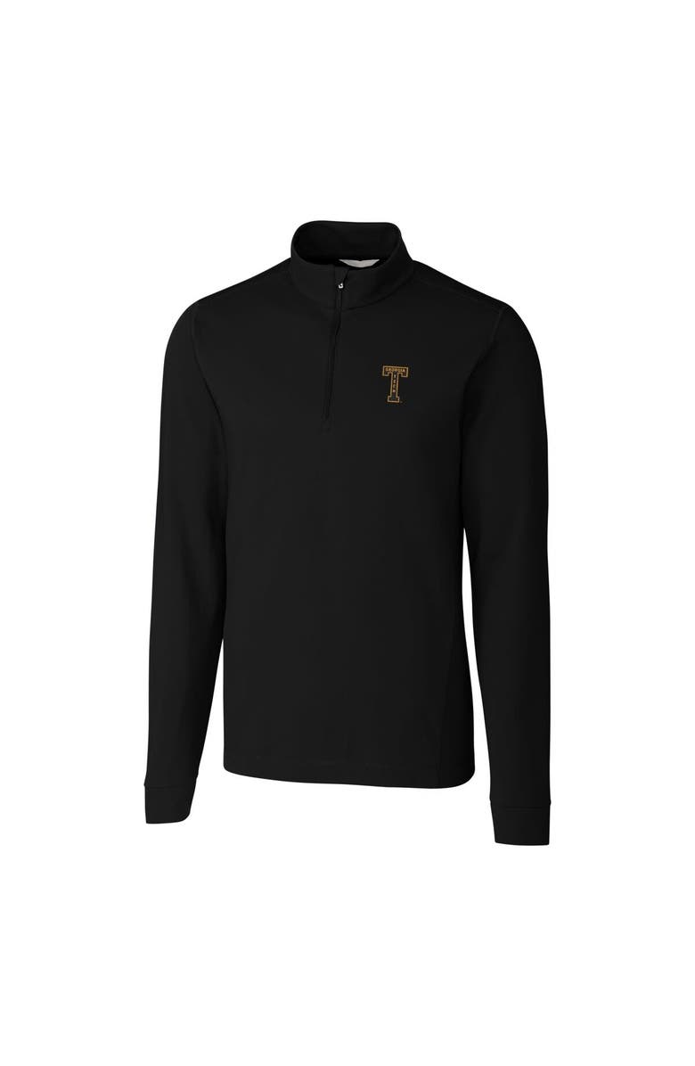 Cutter & Buck Men's Cutter & Buck Black Georgia Tech Yellow Jackets Vault Advantage Quarter-Zip Mock Neck Sweater, Main, color, 