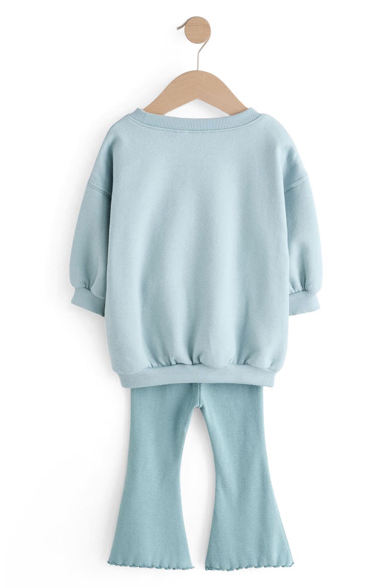 Kids' Butterfly Bow Appliqué Sweatshirt & Flare Leggings Set, Alternate, color, BLUE
