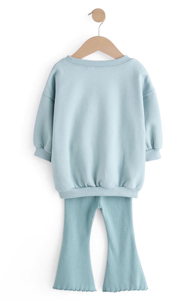 NEXT Kids' Butterfly Bow Appliqué Sweatshirt & Flare Leggings Set, Alternate, color, Blue