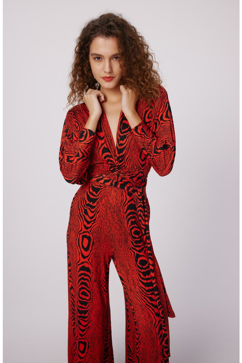 Aurelia Two Long Sleeve Jumpsuit, Alternate, color, WOOD GRAIN RED