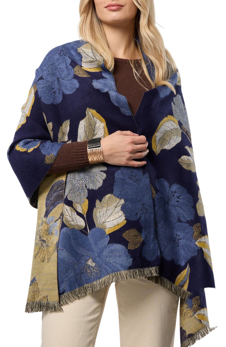 SAACHI Metallic Touch Reversible Scarf, Main, color, Blue Multi