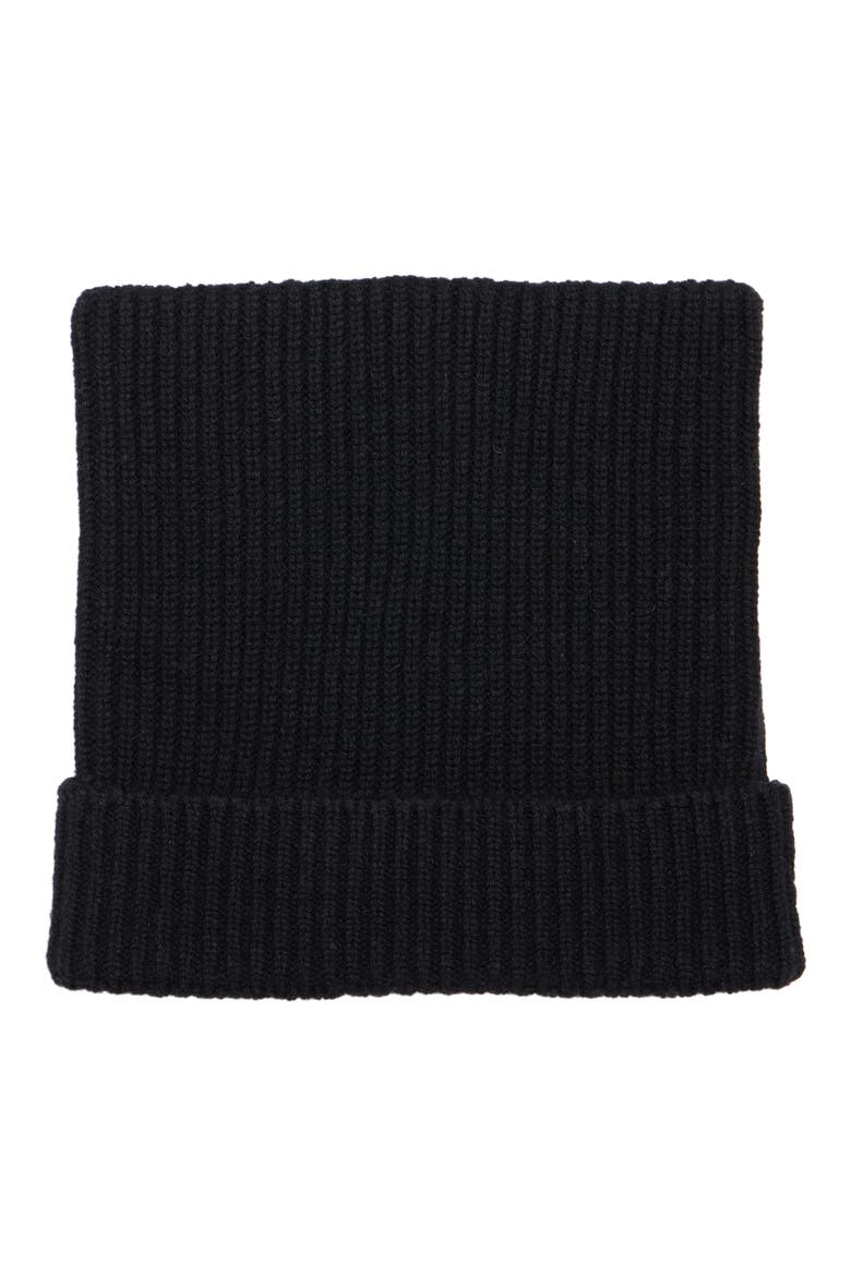 Kua Face Patch Rib Wool & Yak Hair Beanie, Alternate, color, BLACK