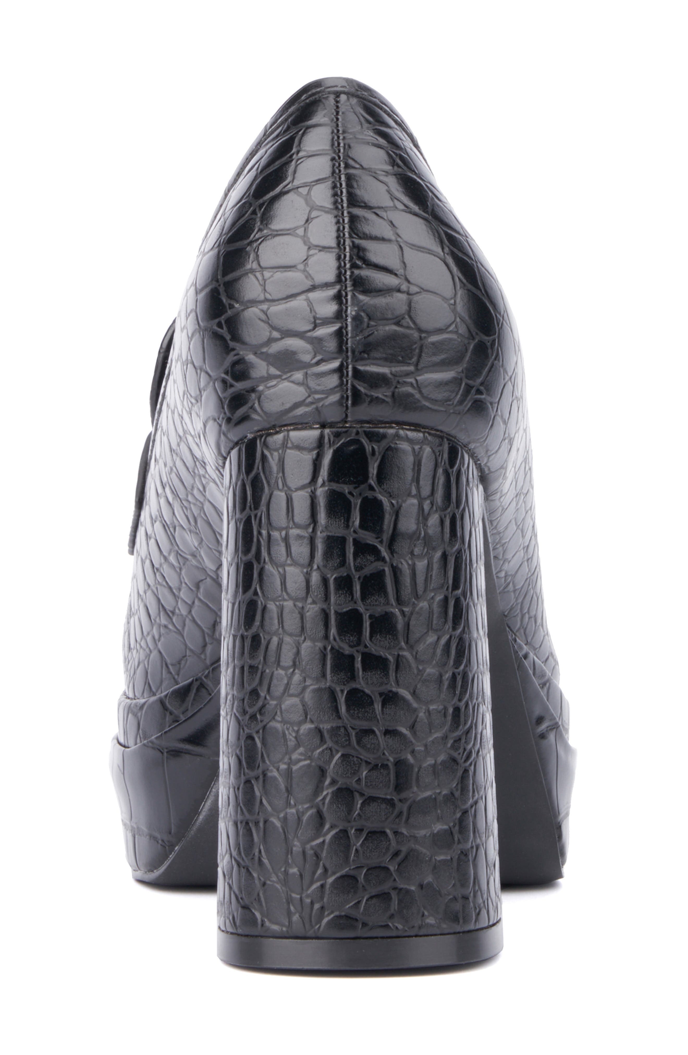 Fashion to Figure Madelyn Croc Embossed Platform Loafer Pump - Wide Width, Alternate, color, 