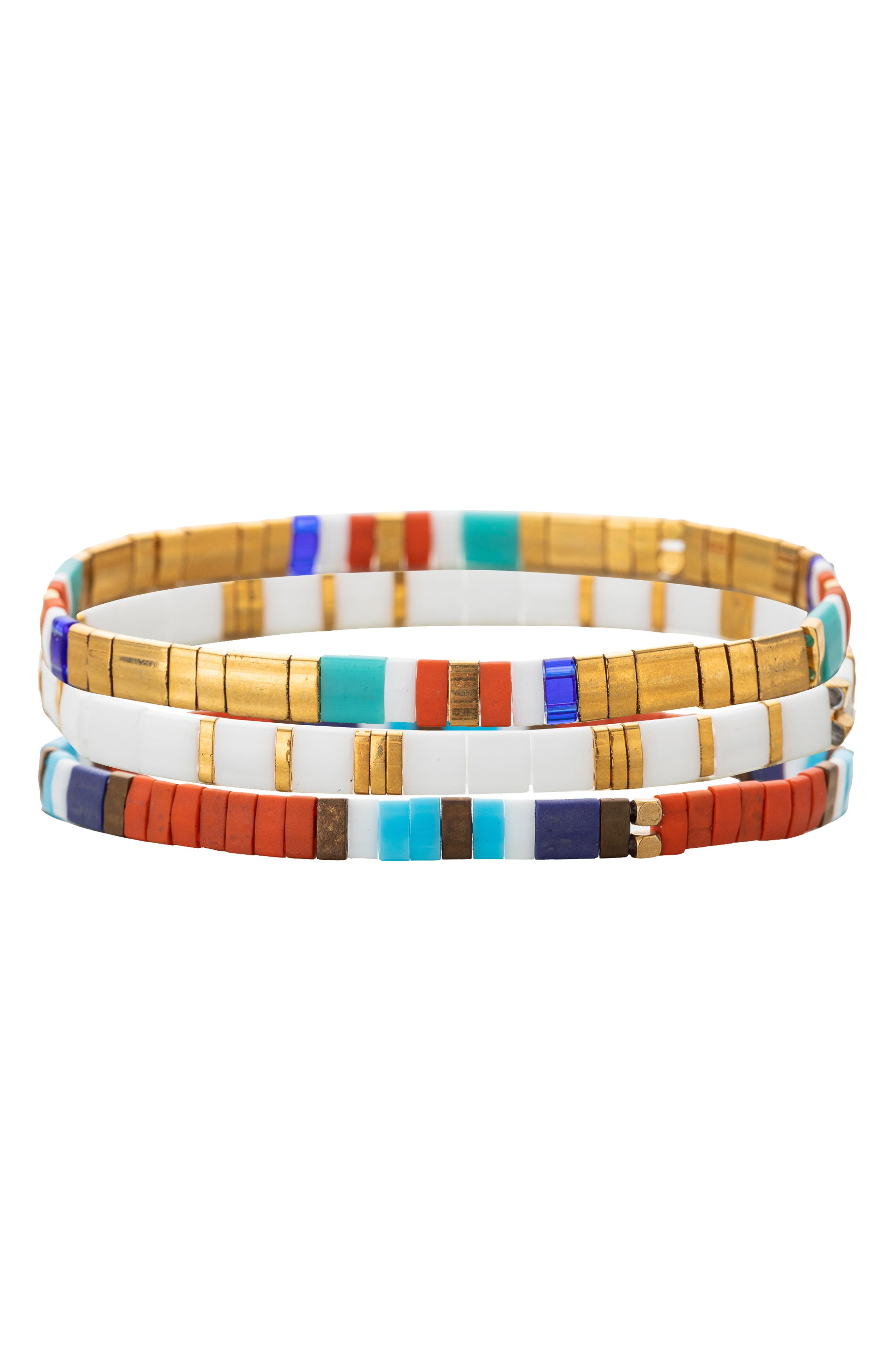 EYE CANDY LOS ANGELES Enamel Bead Stretch Bracelets - Set of 3