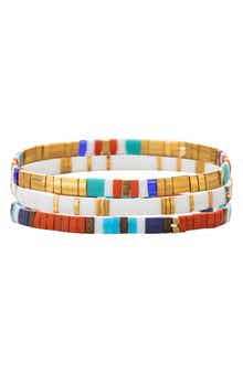 EYE CANDY LOS ANGELES Enamel Bead Stretch Bracelets - Set of 3