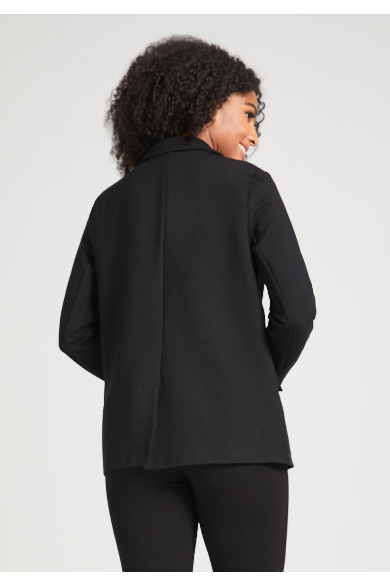 Double Breasted Blazer Stretch Ponte, Alternate, color, Black