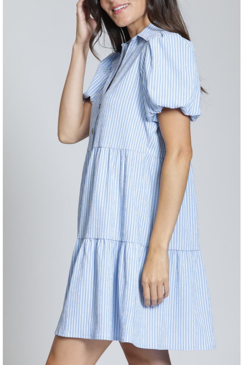 Puff Sleeve Minidress, Alternate, color, BLUEWHITE STRIPE