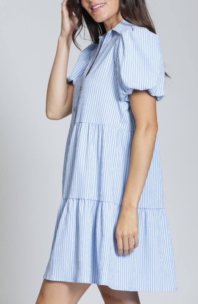 APNY Puff Sleeve Minidress, Alternate, color, Bluewhite Stripe