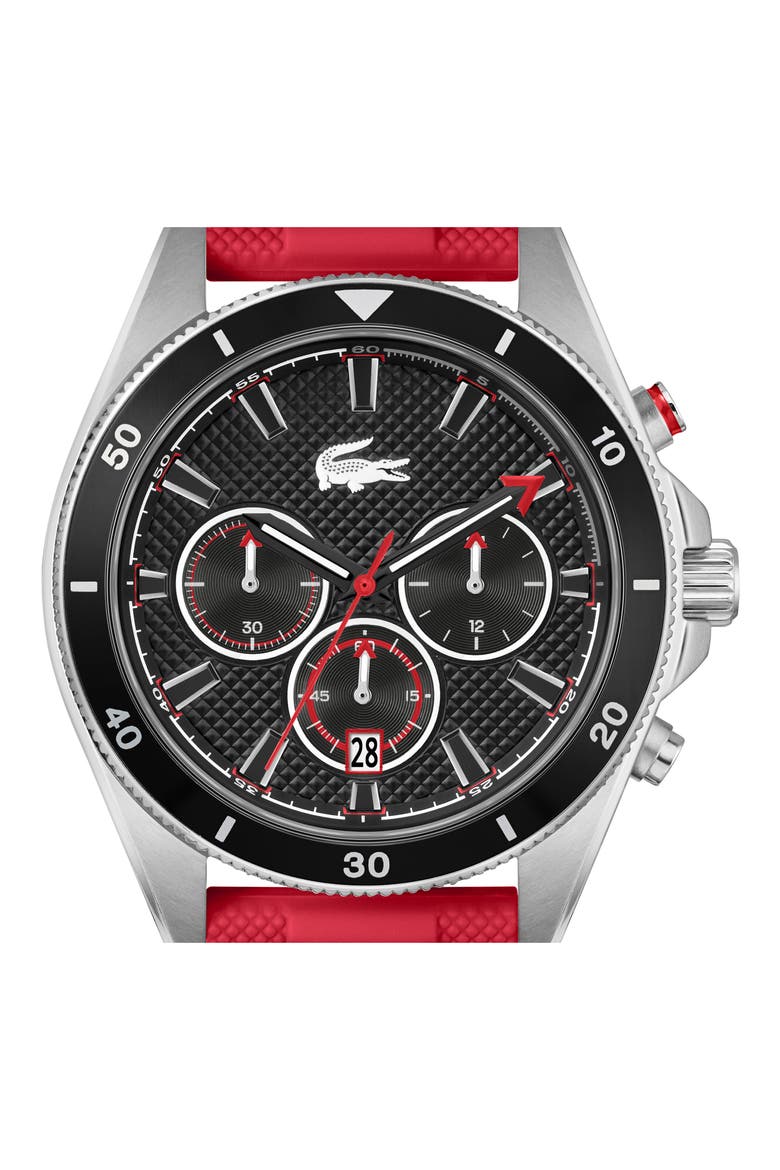 Mainsail Chronograph Silicone Strap Watch, 43mm, Alternate, color, RED/ BLACK