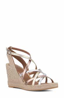 Aquatalia Jenni Water Repellent Ankle Strap Espadrille Platform Wedge Sandal