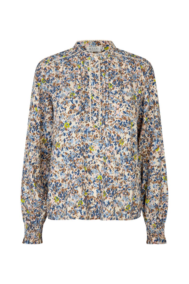 MaDionelle Floral Print Blouse, Alternate, color, Placid Blue