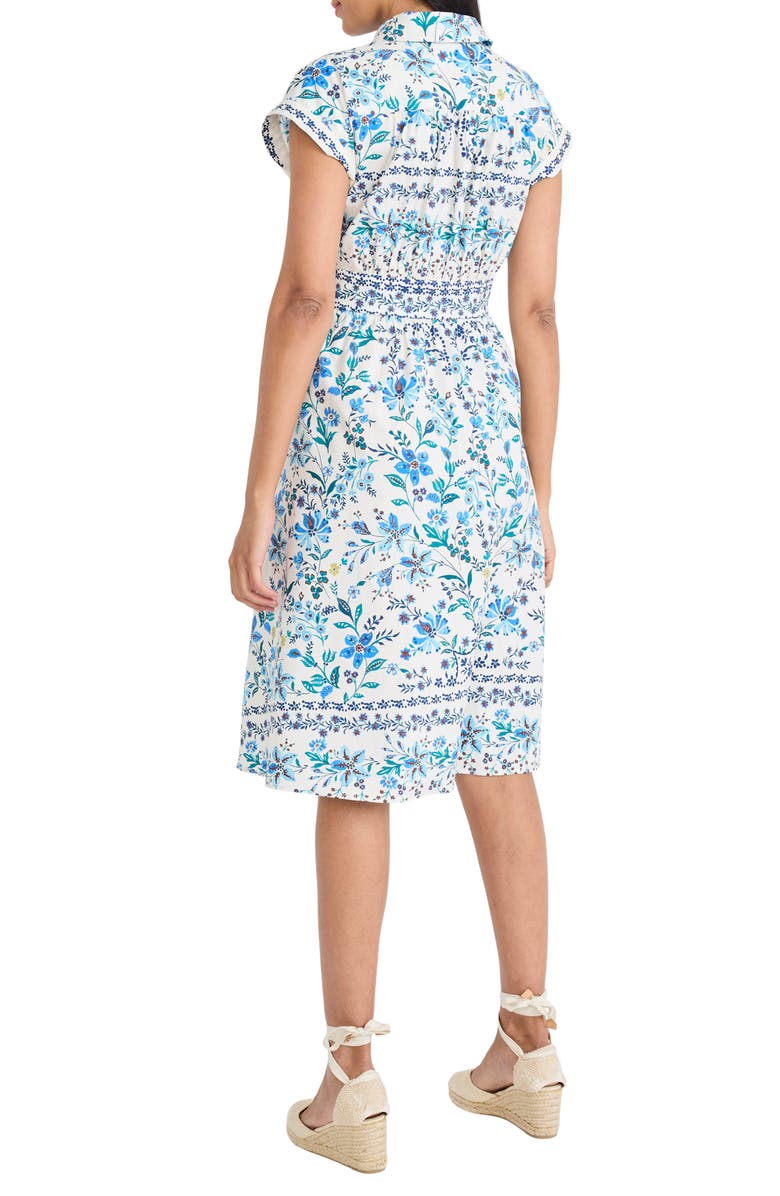 Maggy London Cap Sleeve Shirtdress, Alternate, color, Cream/ Blue