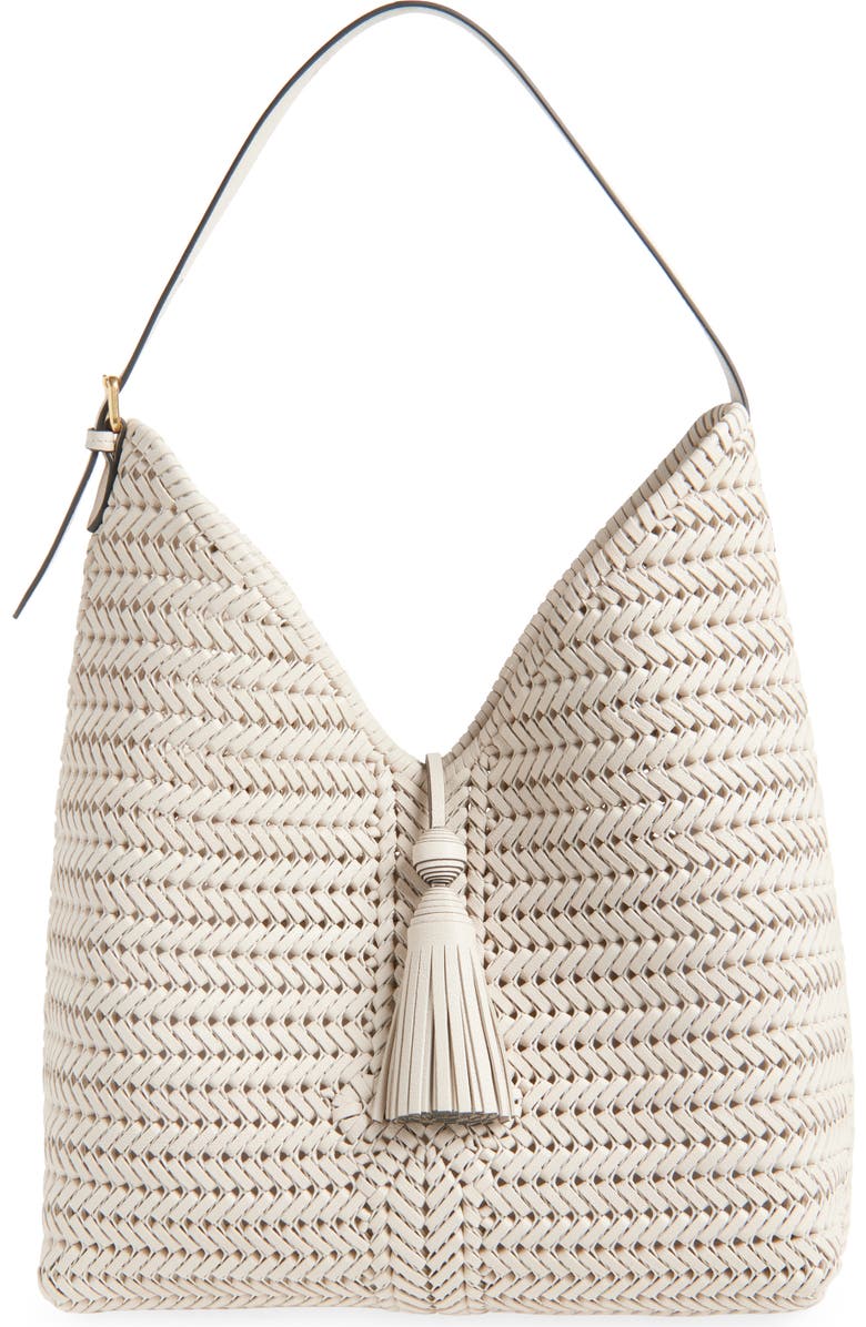 Anya Hindmarch The Neeson Herringbone Woven Leather Hobo, Main, color,
