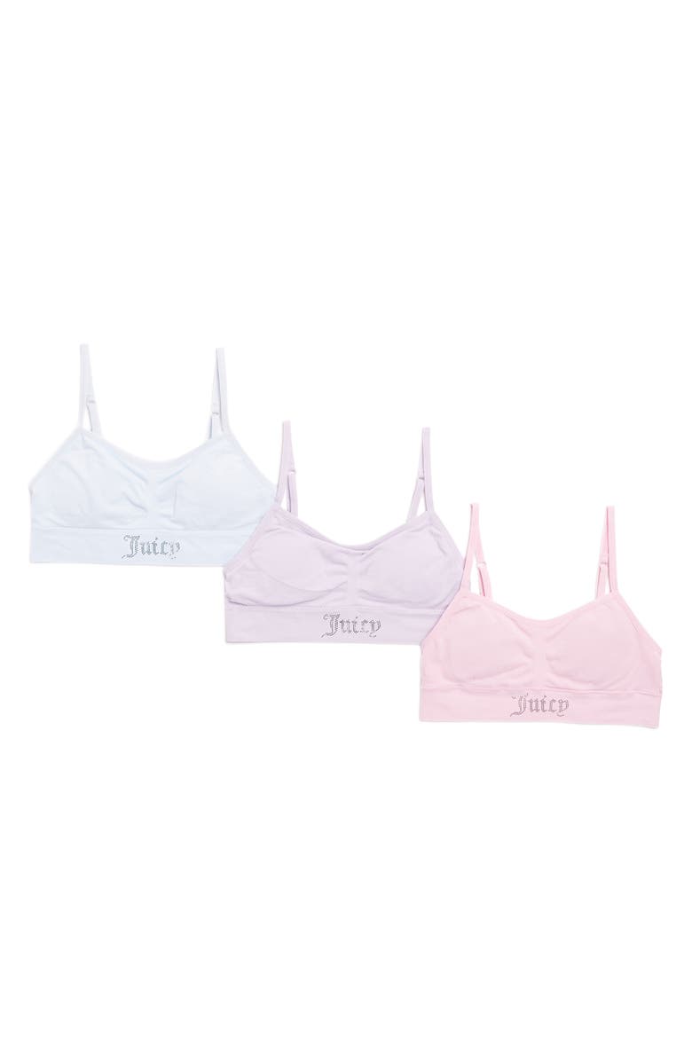 Juicy Couture Kids' Jacquard 3-Pack Seamless Bralettes, Main, color, 