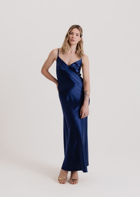 100 Silk Slip Maxi Dress