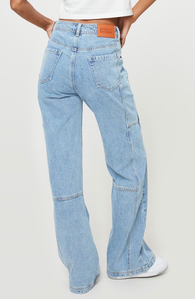 Princess Polly Chad Mid Rise Cargo Jeans, Alternate, color, Blue