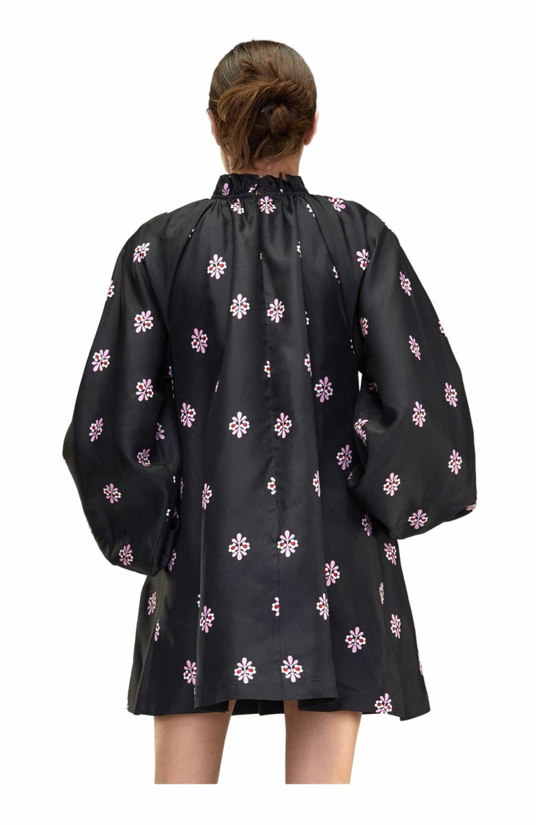 Cynthia Rowley Second Nature Silk Taffeta Dress, Alternate, color, Black_multi