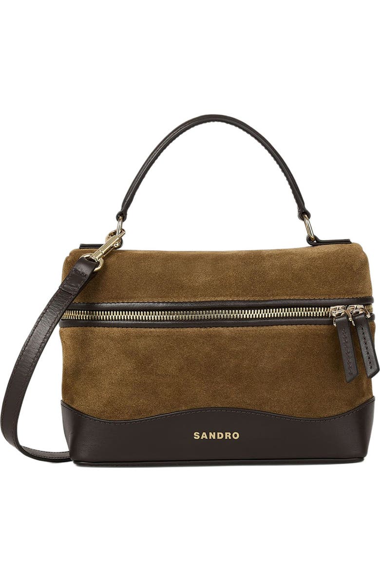 SANDRO TANGOLINO leather and suede vanity bag, Main, color, Camel