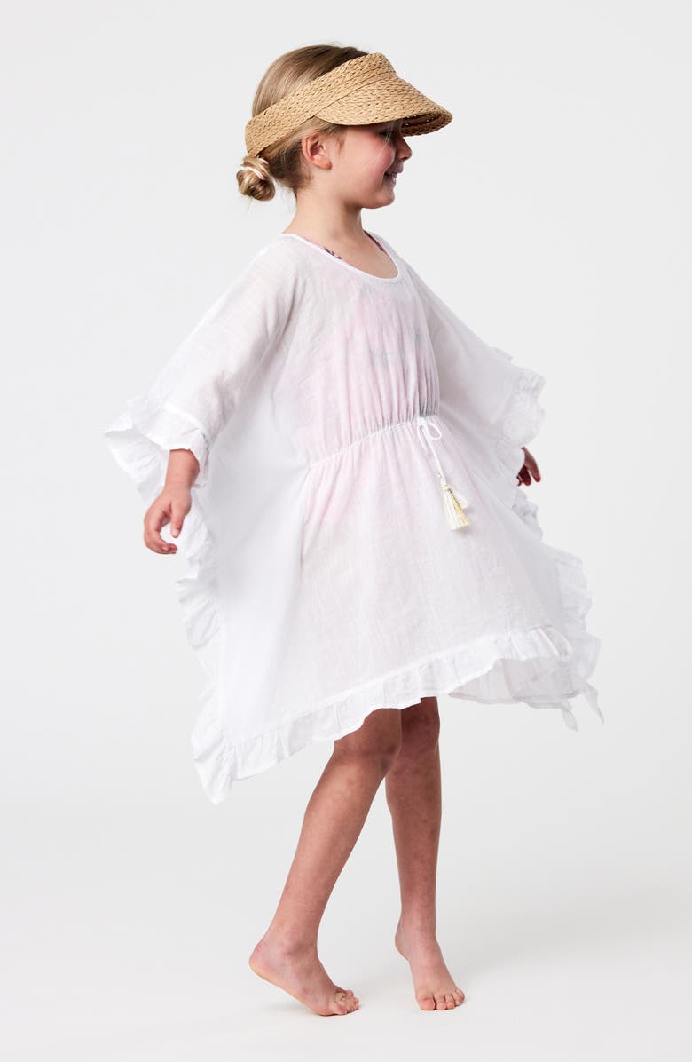 Snapper Rock Kids' Ruffle Cotton Cover-Up Dress, Alternate, color, White