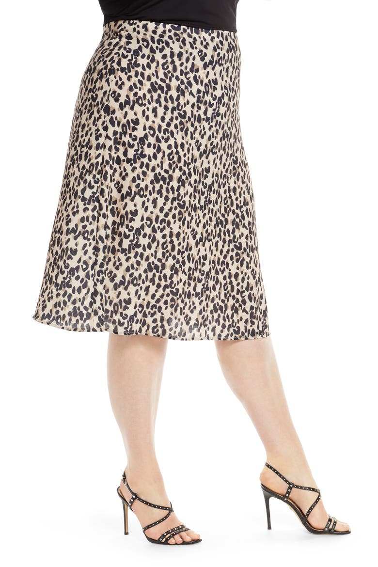 A-Line Midi Skirt, Alternate, color, TAN ANIMAL PRINT
