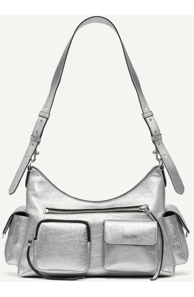 DKNY Freda Large Shoulder Bag, Main, color, Silver