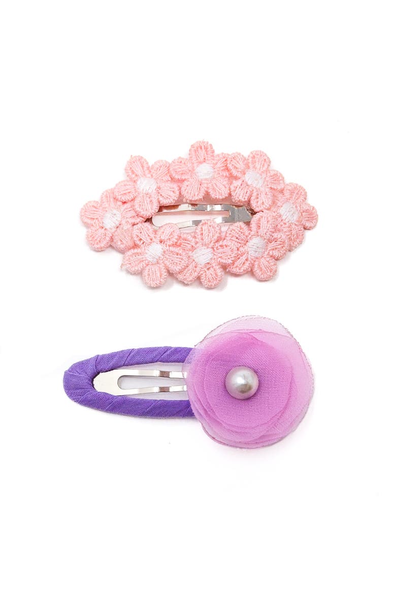 2-piece Hair Clip Set - Tulle Bloom Petals, Alternate, color, Lavender Bloom - Purple