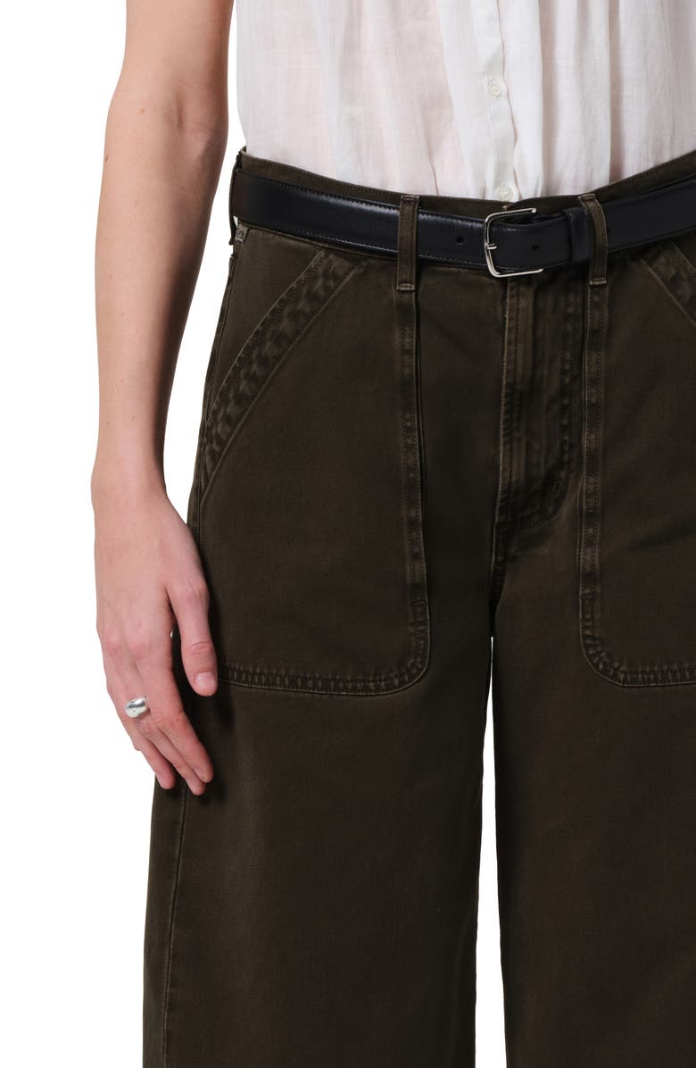 Citizens of Humanity Ayla High Waist Crop Wide Leg Twill Utility Pants, Alternate, color, Dark Olive