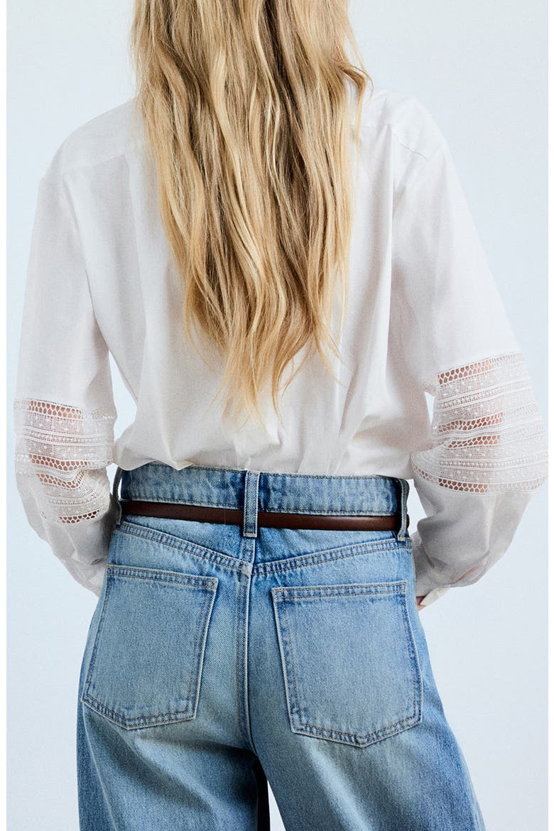 Embroidered Poplin Shirt, Alternate, color, WHITE