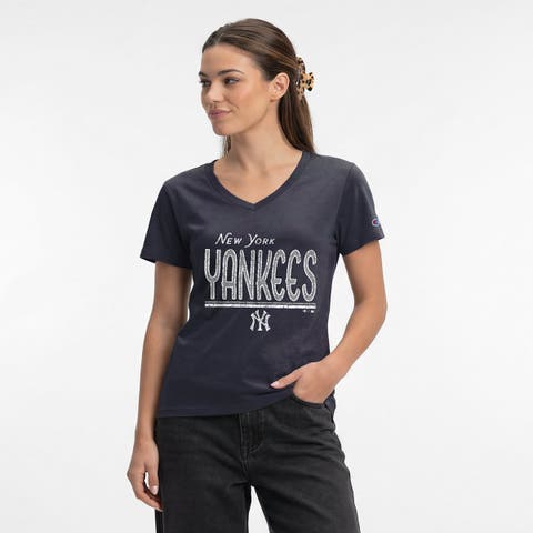 Women's Champion Navy New York Yankees Core V-Neck T-Shirt