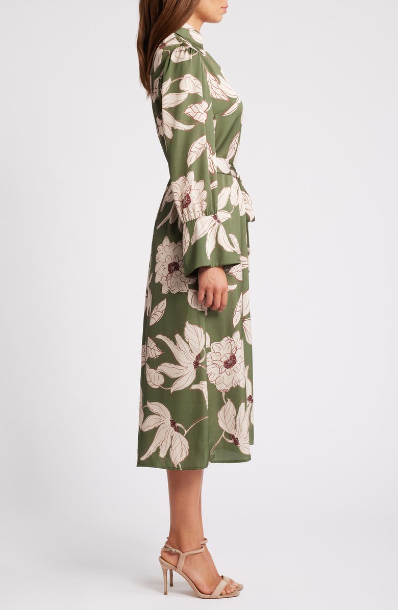 Julia Jordan Floral Long Sleeve Midi Shirtdress, Alternate, color, 