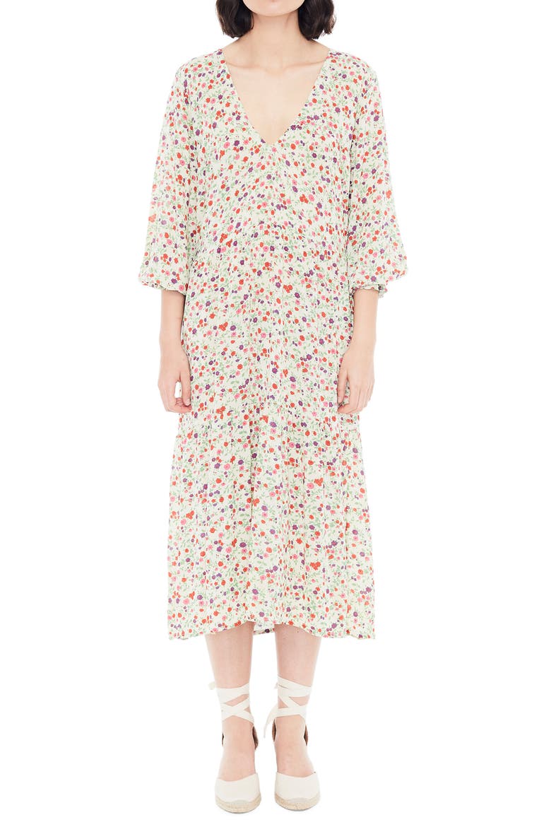 Les Fleurs Midi Dress, Alternate, color, BASTILLE FLORAL PRINT