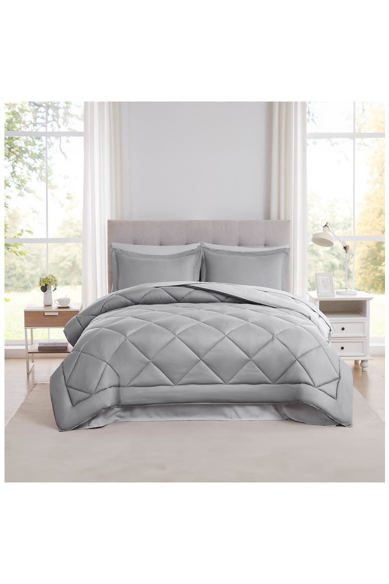 Solid Reversible 7-Piece Comforter Set, Alternate, color, GRAY