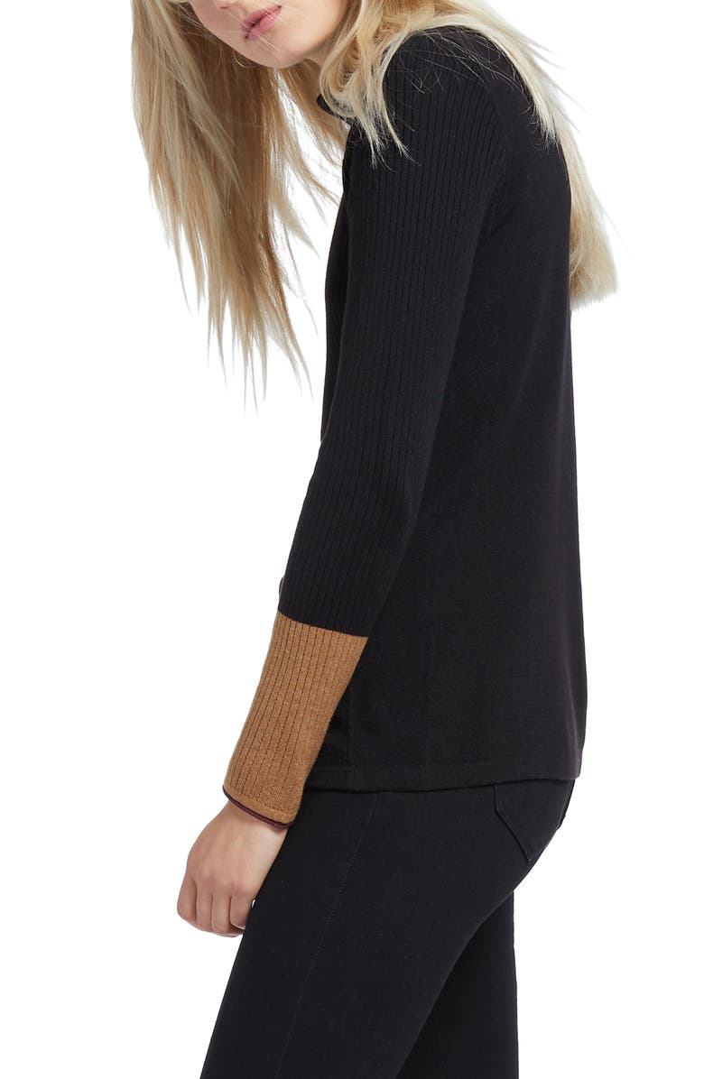 NIC+ZOE Balance Contrast Cuff Turtleneck Cotton Blend Sweater, Alternate, color, 
