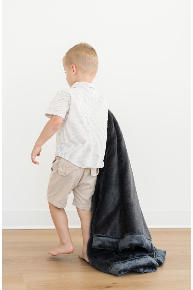 Lush Faux Fur Receiving Blanket, Alternate, color, CHARCOAL
