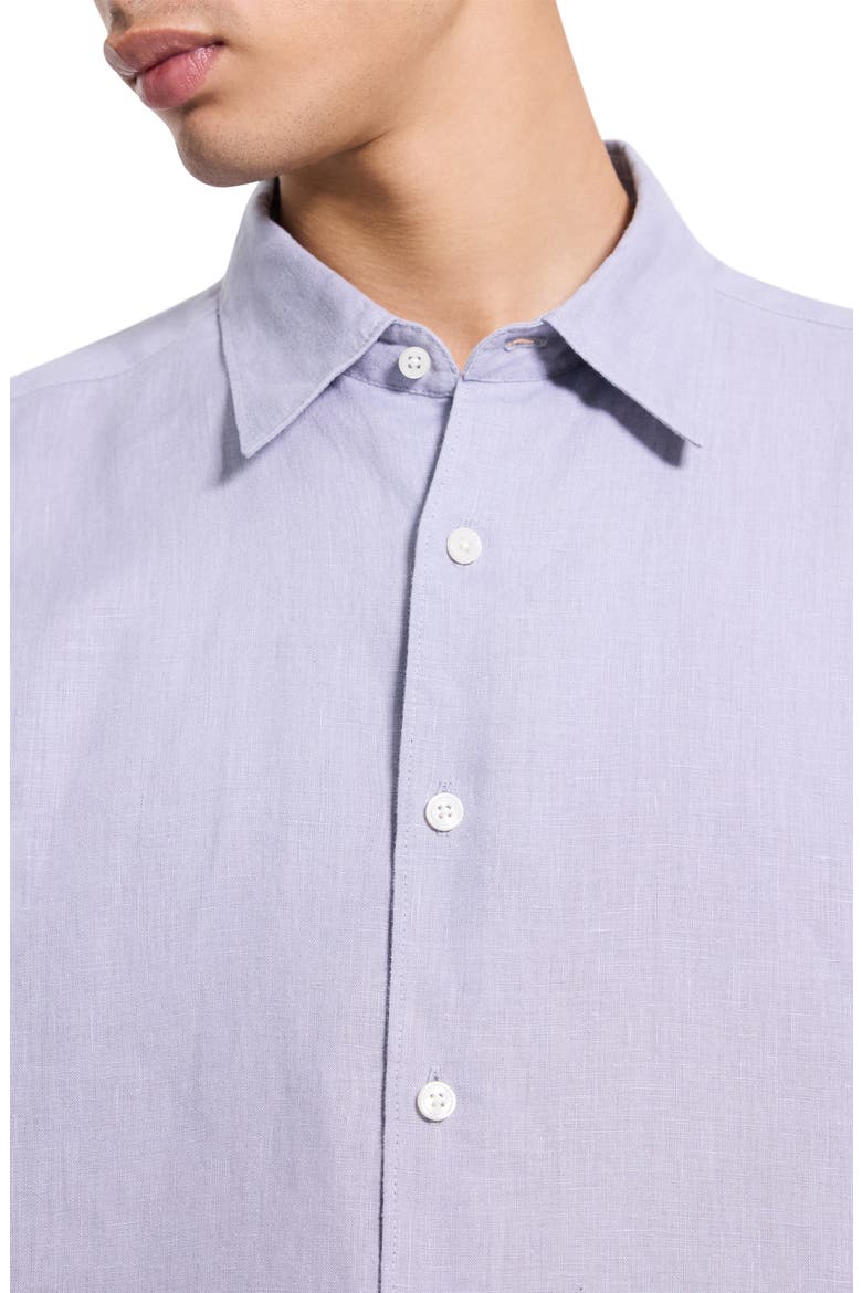 Irving Solid Linen Button-Up Shirt, Alternate, color, GRAY LILAC - 2N9