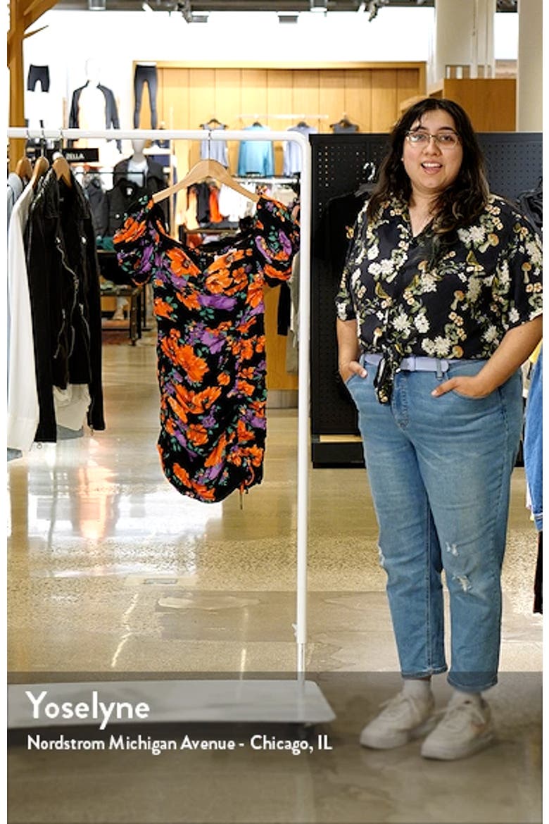 Floral Ruched Off the Shoulder Minidress video