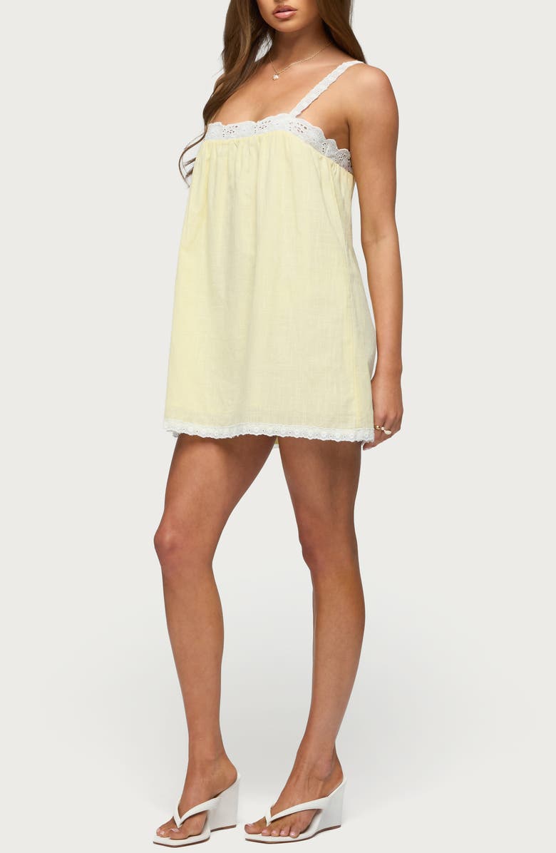 EDIKTED Hipla Contrast Lacy Cotton Minidress, Alternate, color,