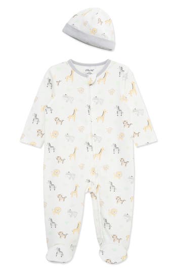 Little Me Cute Safari Footie & Hat Set In Blue