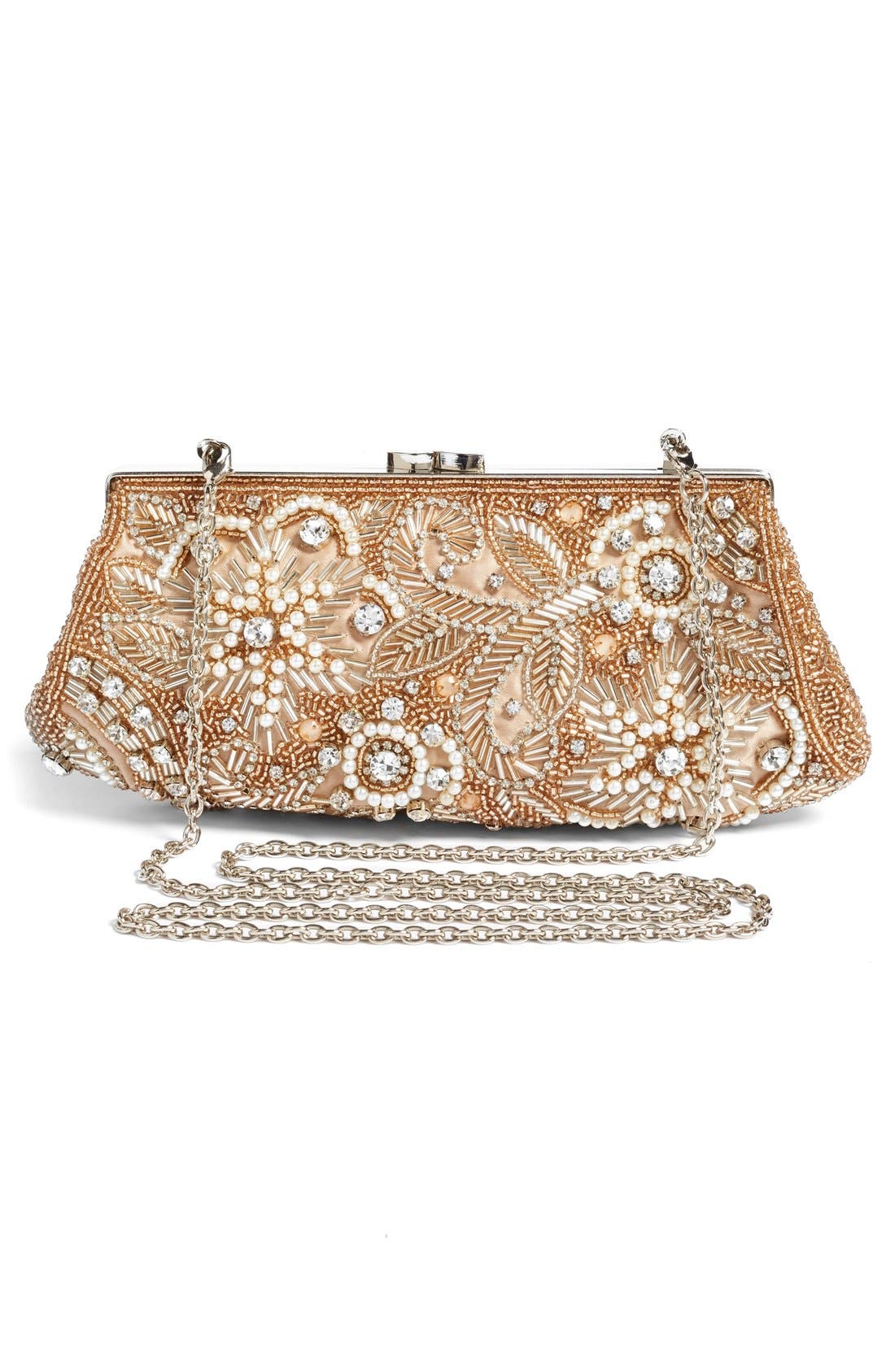 Glint Floral Beaded Pouchette Clutch, Alternate, color, 