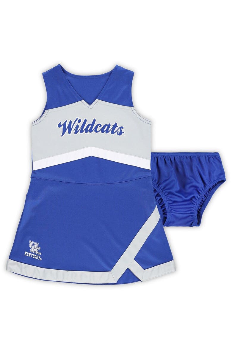 Girls Preschool Royal/Gray Kentucky Wildcats Two-Piece Cheer Captain Jumper Dress & Bloomers Set, Main, color, Royal