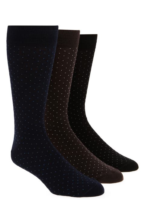 Assorted 3-Pack Combed Cotton Blend Dress Socks