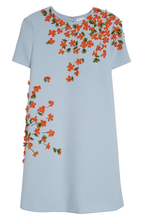 Carolina Herrera Floral Appliqué Crepe Minidress In Blue