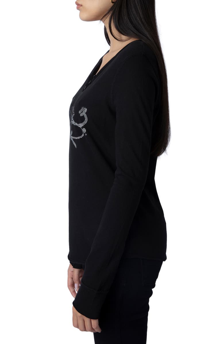 Zadig & Voltaire Tunisien Embellished Amour Long Sleeve T-Shirt, Alternate, color,