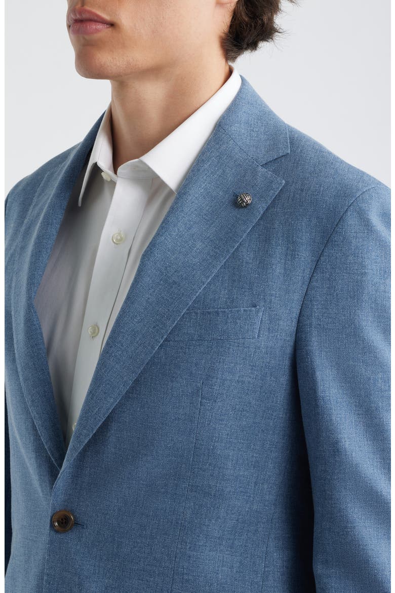 Midland Contemporary Fit Light Blue Mélange Wool & Cotton Blend Suit, Alternate, color, LIGHT BLUE