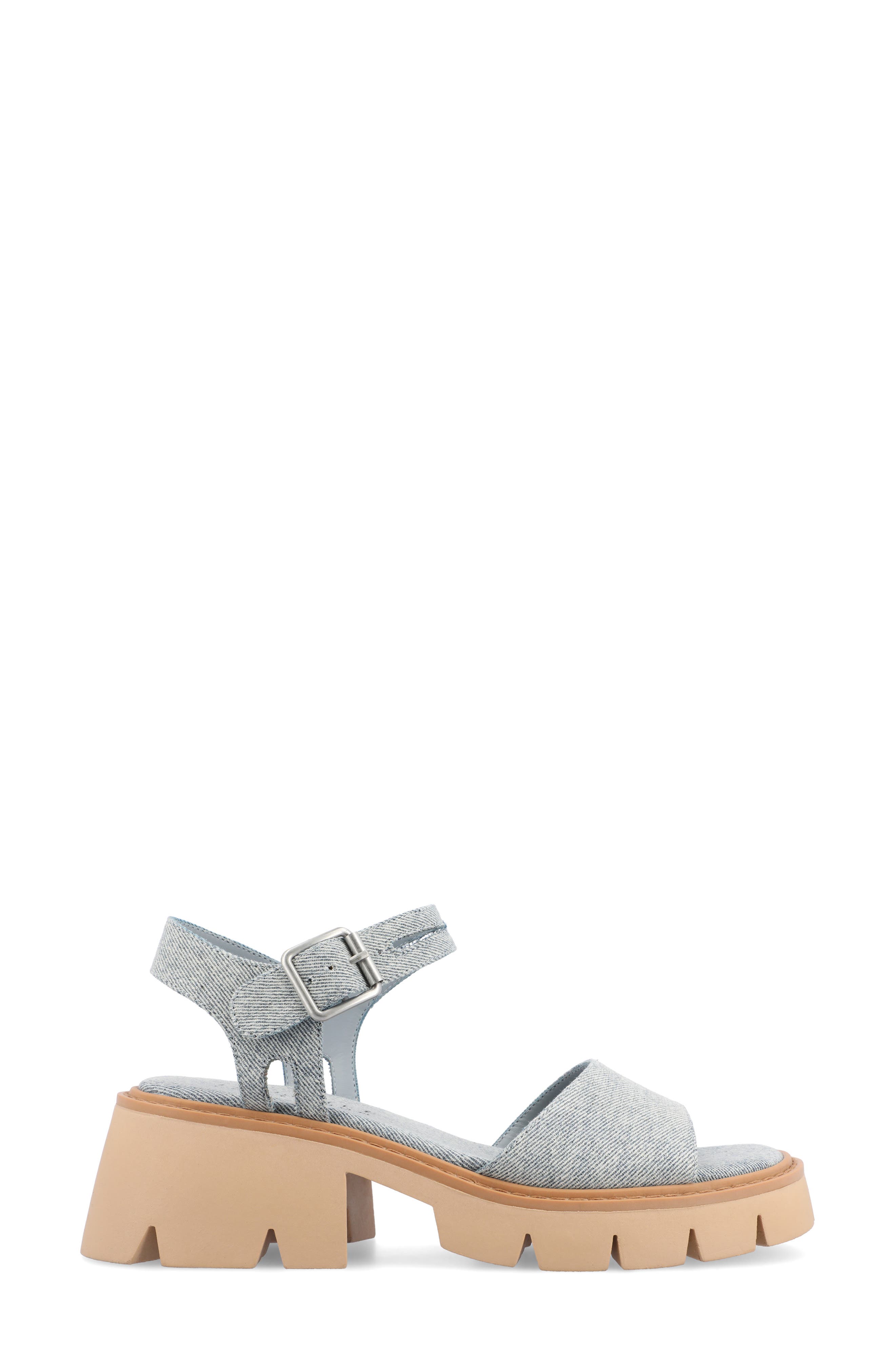 Journee Collection Lug Platform Sandal, Alternate, color, Light Denim