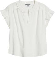Wit & Wisdom Embroidered Split Neck Top