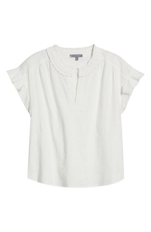 Wit & Wisdom Embroidered Split Neck Top In White