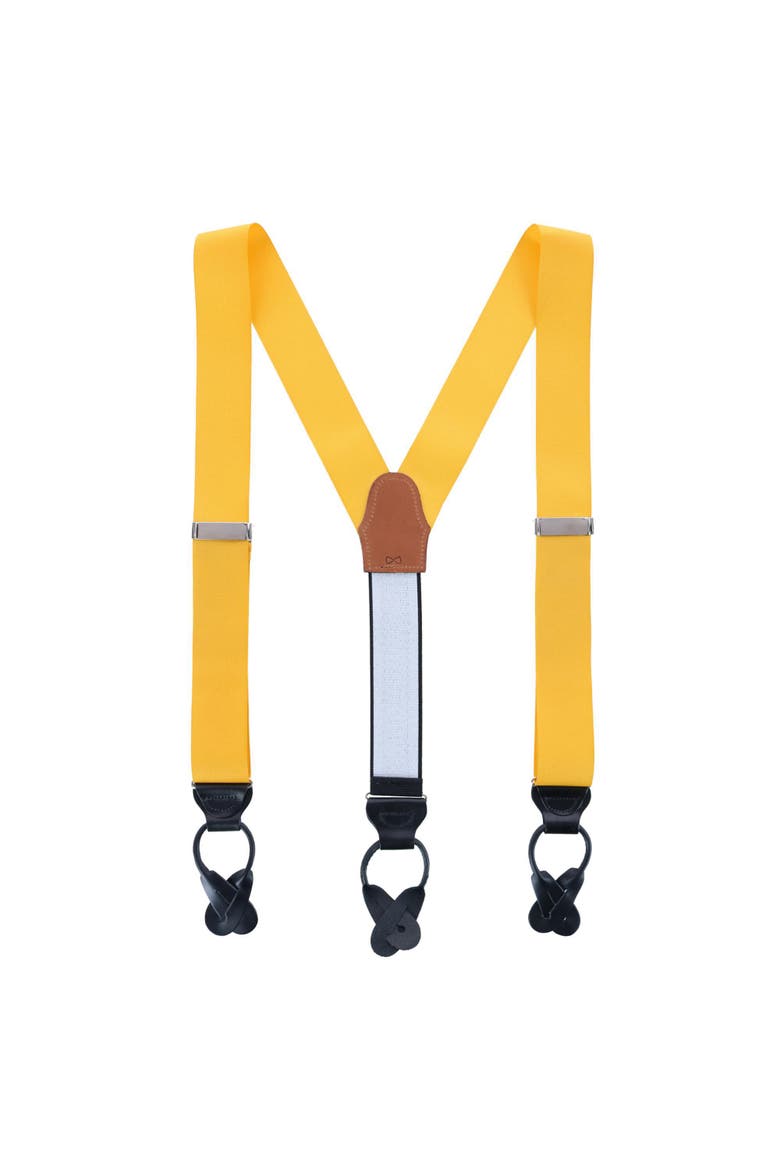 Big & Tall Phoenix Grosgrain Non Stretch Ribbon Button End Suspenders (braces), Alternate, color, Gold