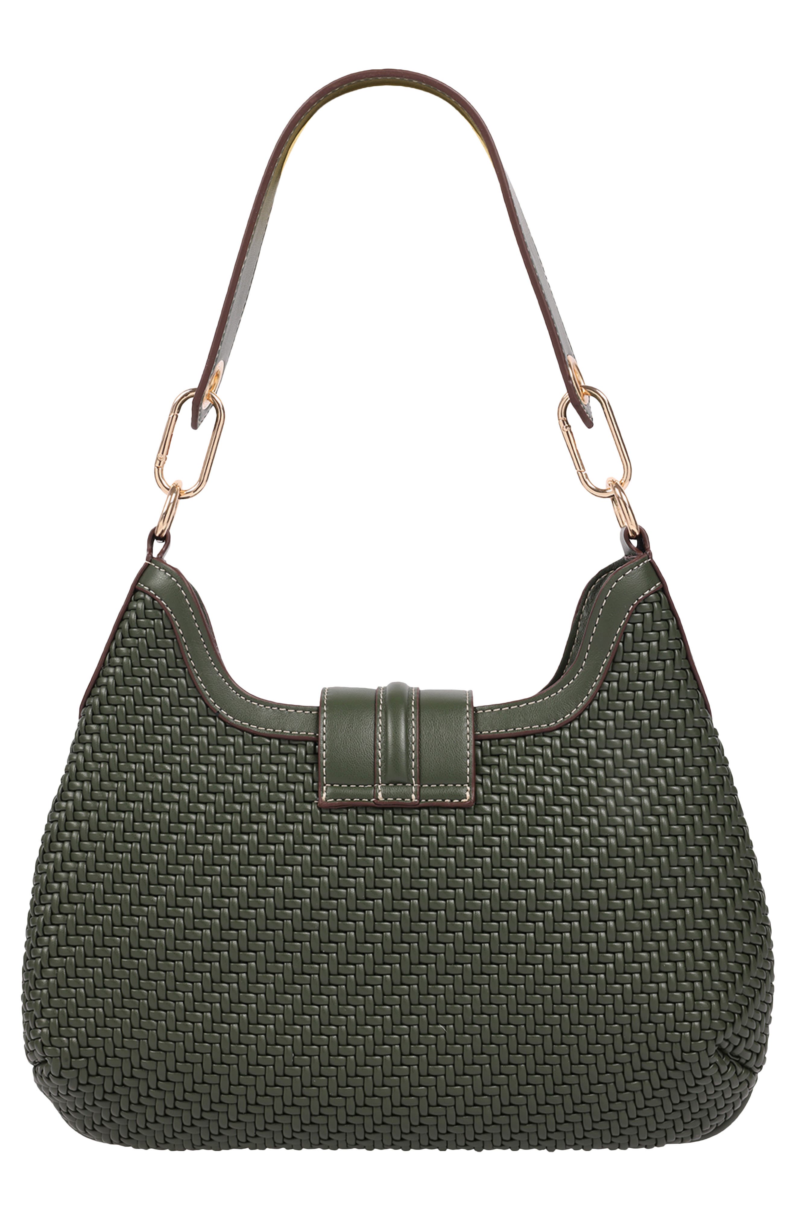 Tassel Tab Woven Faux Leather Hobo, Alternate, color, OLIVE