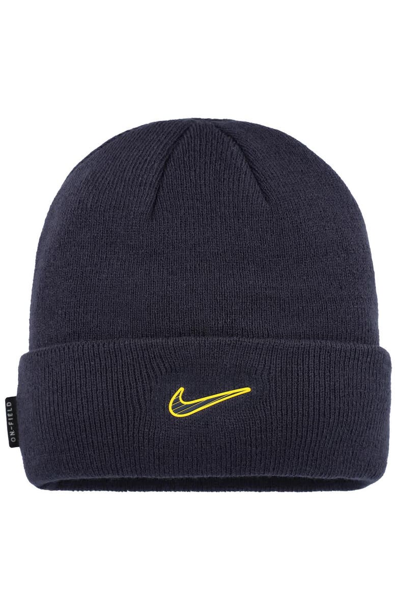 Nike Men's Nike Navy Michigan Wolverines On-Field Standard Terra Cuffed Knit Hat, Alternate, color, 